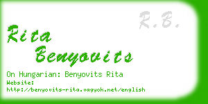rita benyovits business card